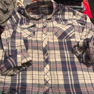 Blue and White Plaid Shirt